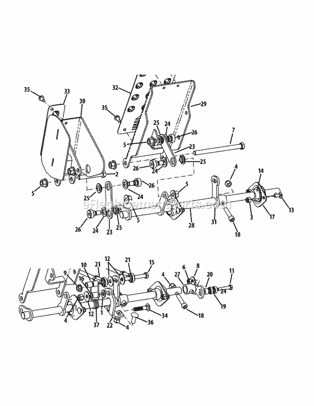Pedal Controls Diagram and Parts List for S6032-D 53BY8DU6750 Cub Cadet Sprayer